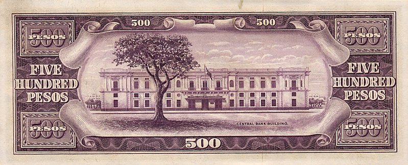 Back of Philippines p141a: 500 Pesos from 1949