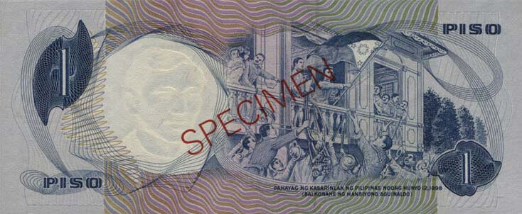 Back of Philippines p142s1: 1 Piso from 1969