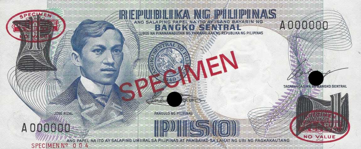 Front of Philippines p142s2: 1 Piso from 1969