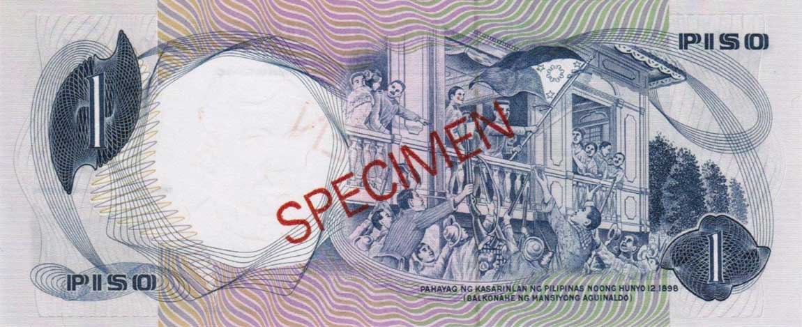 Back of Philippines p142s3: 1 Piso from 1969
