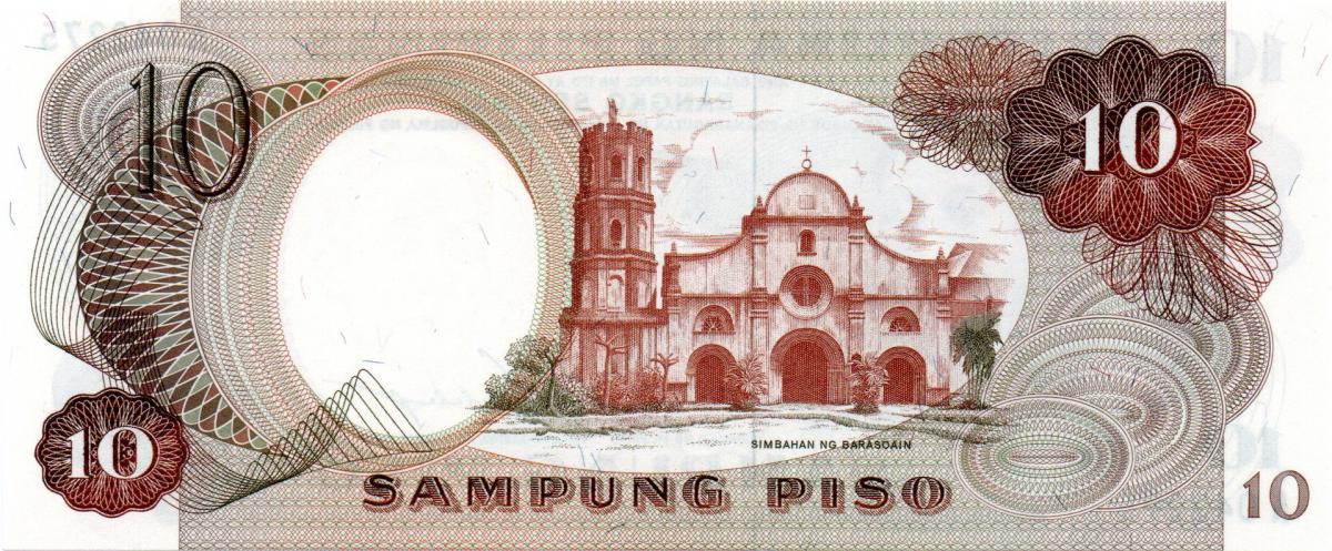 Back of Philippines p144a: 10 Piso from 1969
