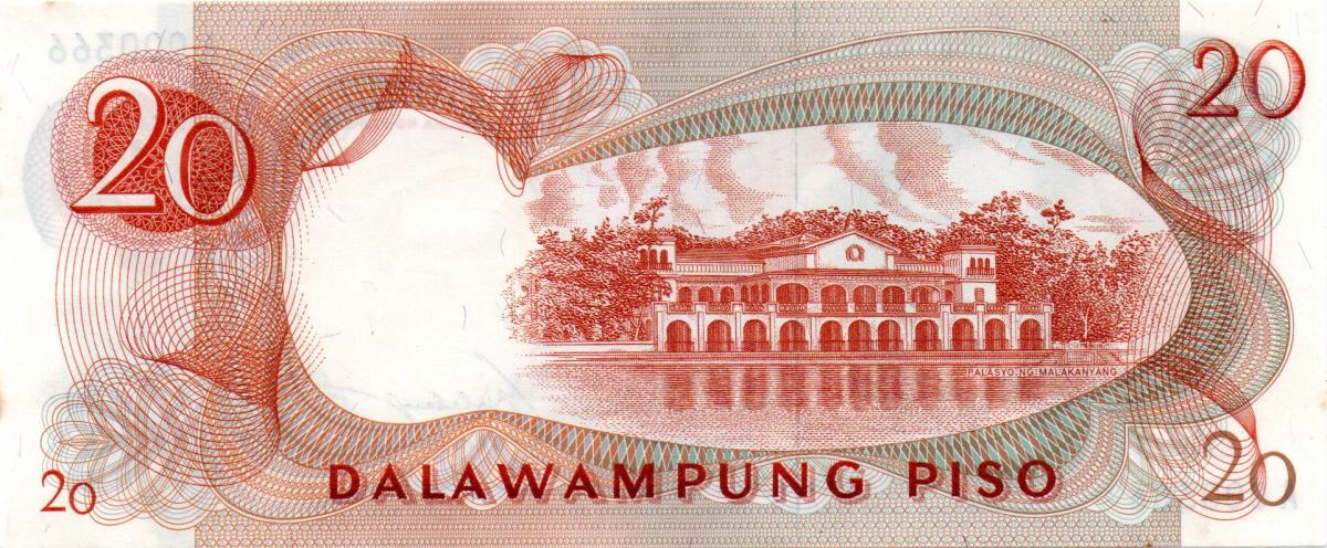 Back of Philippines p145a: 20 Piso from 1969
