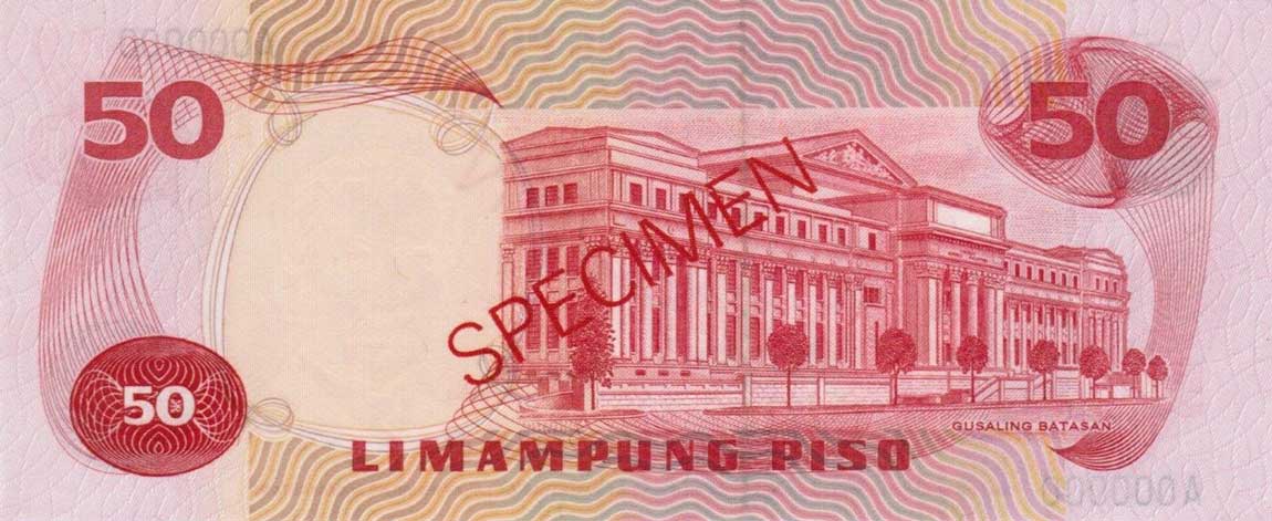 Back of Philippines p146s2: 50 Piso from 1969