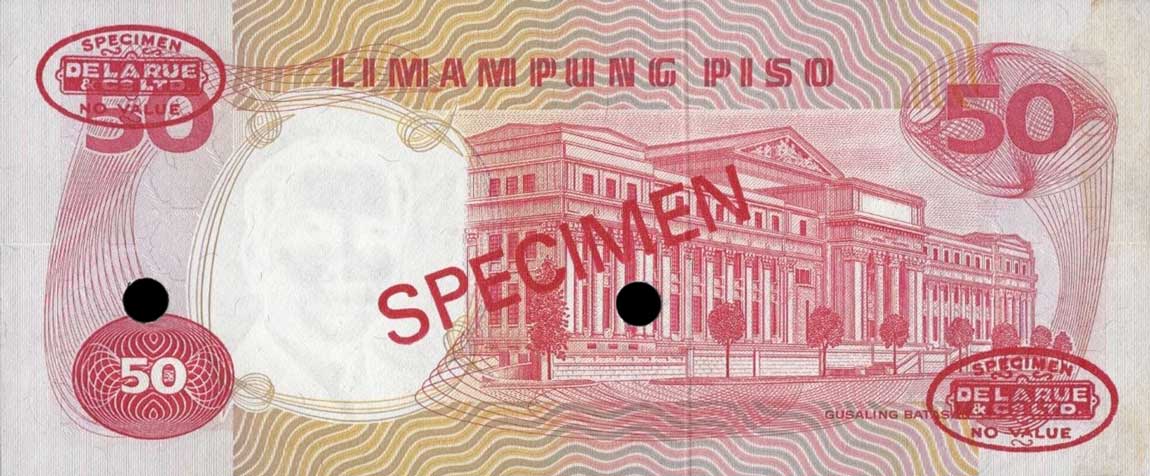Back of Philippines p146s3: 50 Piso from 1969