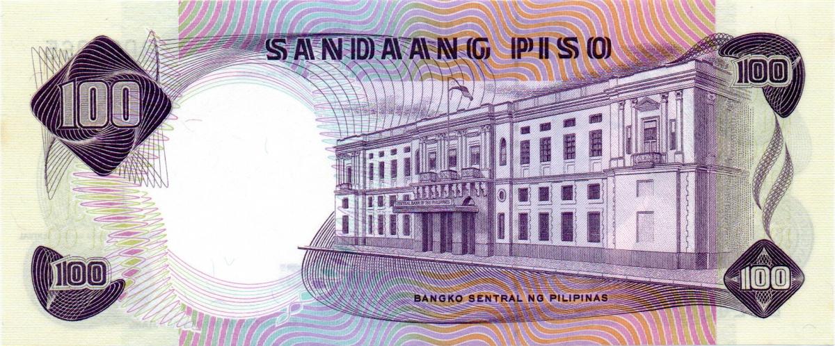 Back of Philippines p147b: 100 Piso from 1969