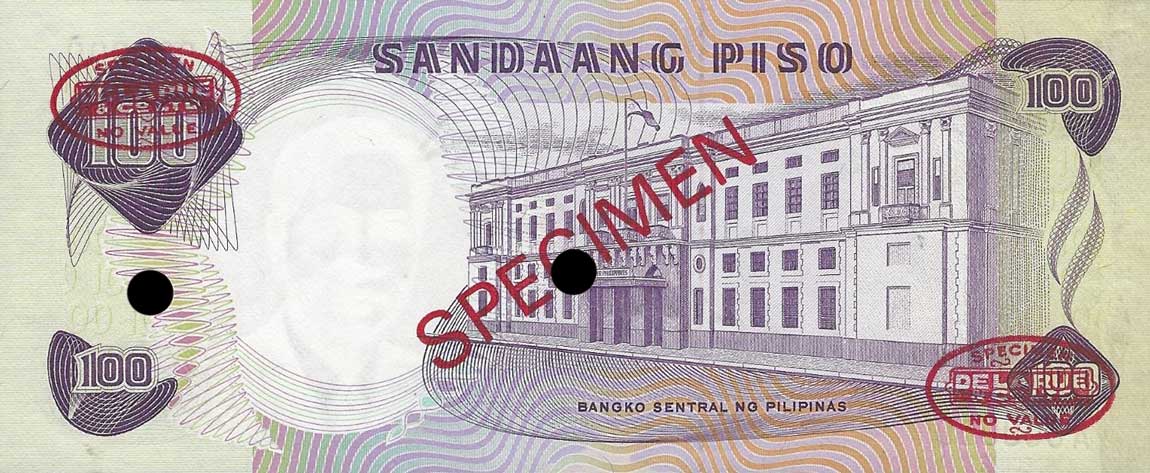 Back of Philippines p147s2: 100 Piso from 1969