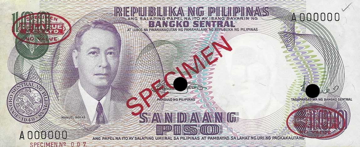 Front of Philippines p147s2: 100 Piso from 1969