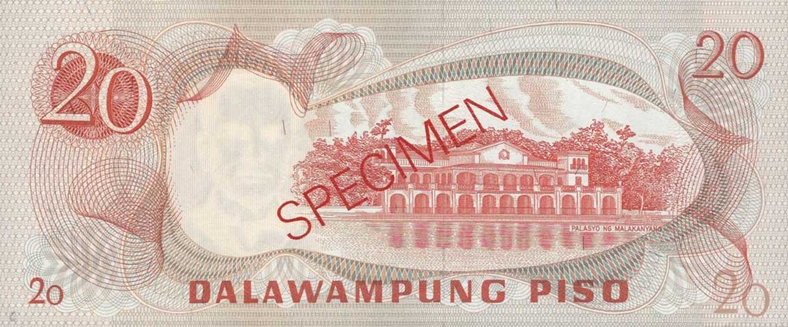 Back of Philippines p150s: 20 Piso from 1970