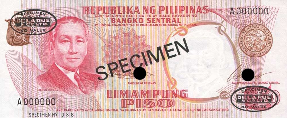 Front of Philippines p151s: 50 Piso from 1970