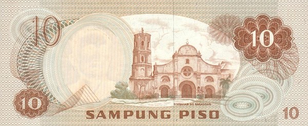 Back of Philippines p154a: 10 Piso from 1970