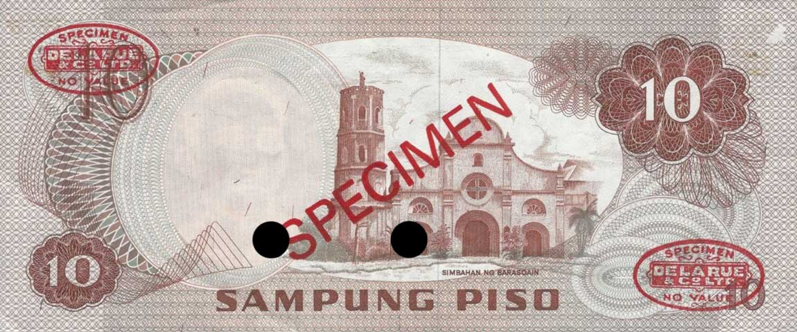 Back of Philippines p154s2: 10 Piso from 1970