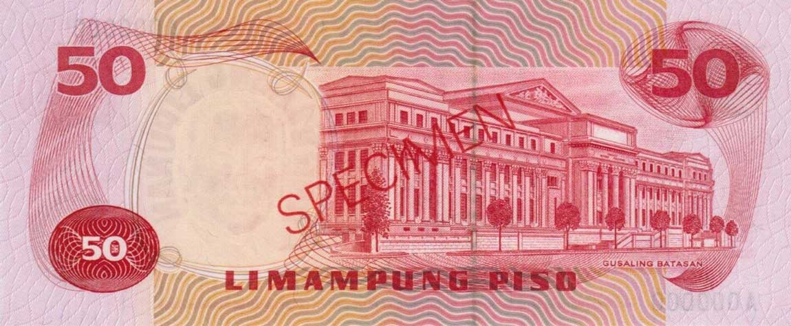 Back of Philippines p156s1: 50 Piso from 1970