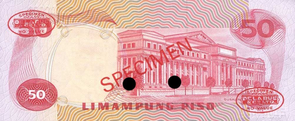 Back of Philippines p156s2: 50 Piso from 1970