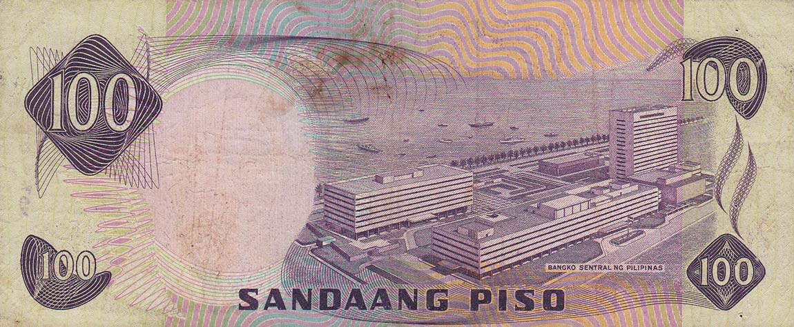 Back of Philippines p164b: 100 Piso from 1978