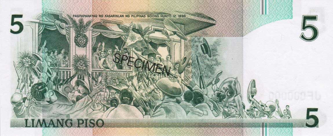 Back of Philippines p168s1: 5 Piso from 1985