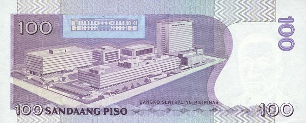 Back of Philippines p172b: 100 Piso from 1987