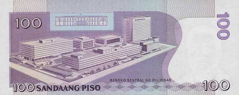 Back of Philippines p172s3: 100 Piso from 1987