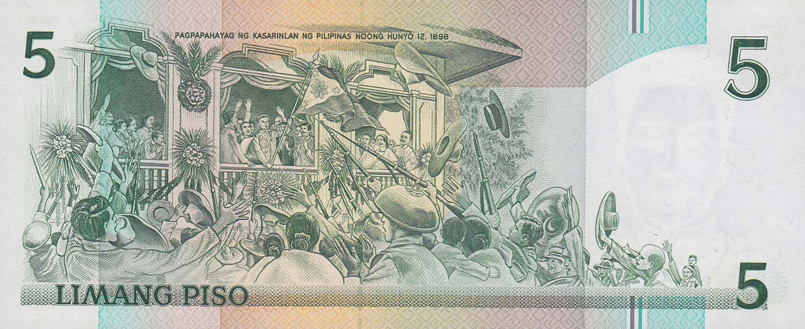 Back of Philippines p176a: 5 Piso from 1987