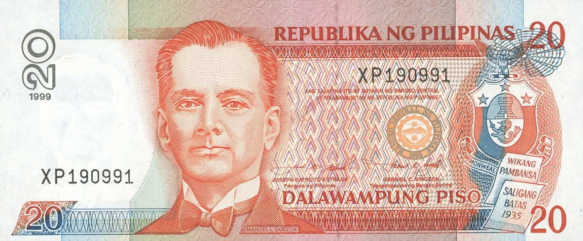 Front of Philippines p182c: 20 Piso from 1998