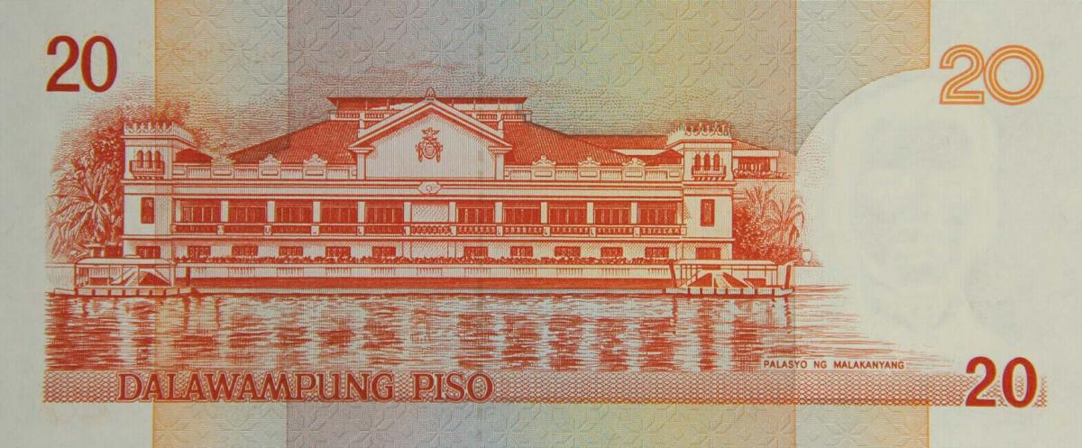 Back of Philippines p182d: 20 Piso from 1999
