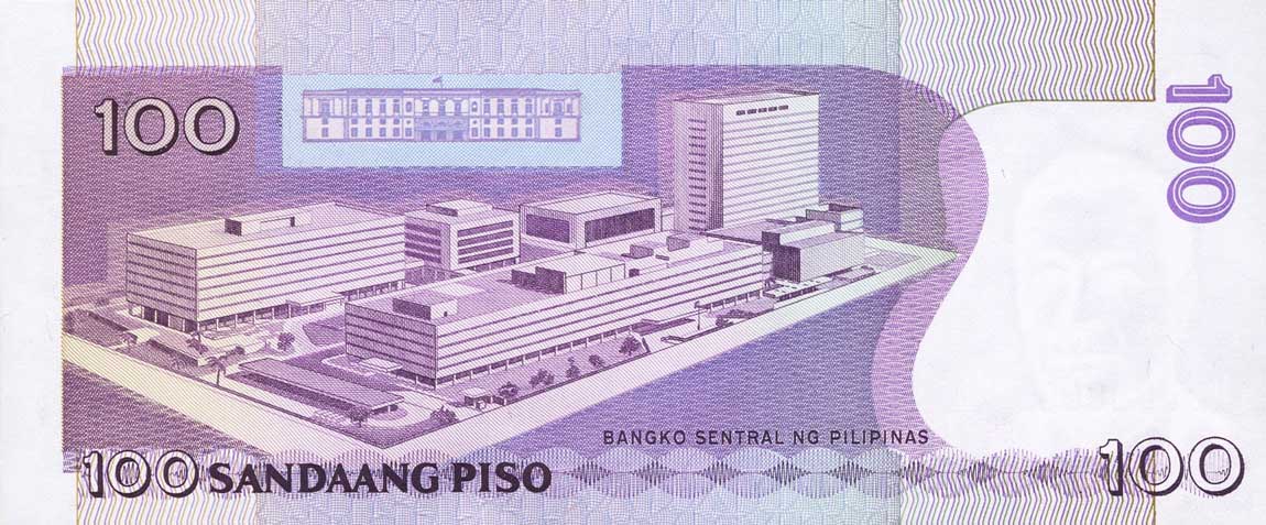 Back of Philippines p184s: 100 Piso from 1998
