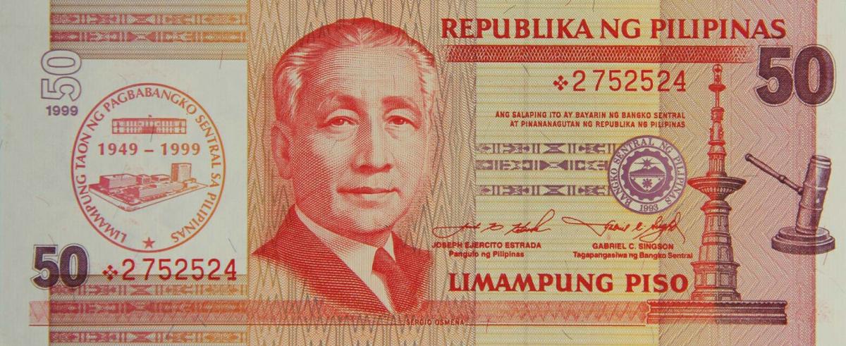 Front of Philippines p191r: 50 Piso from 1999