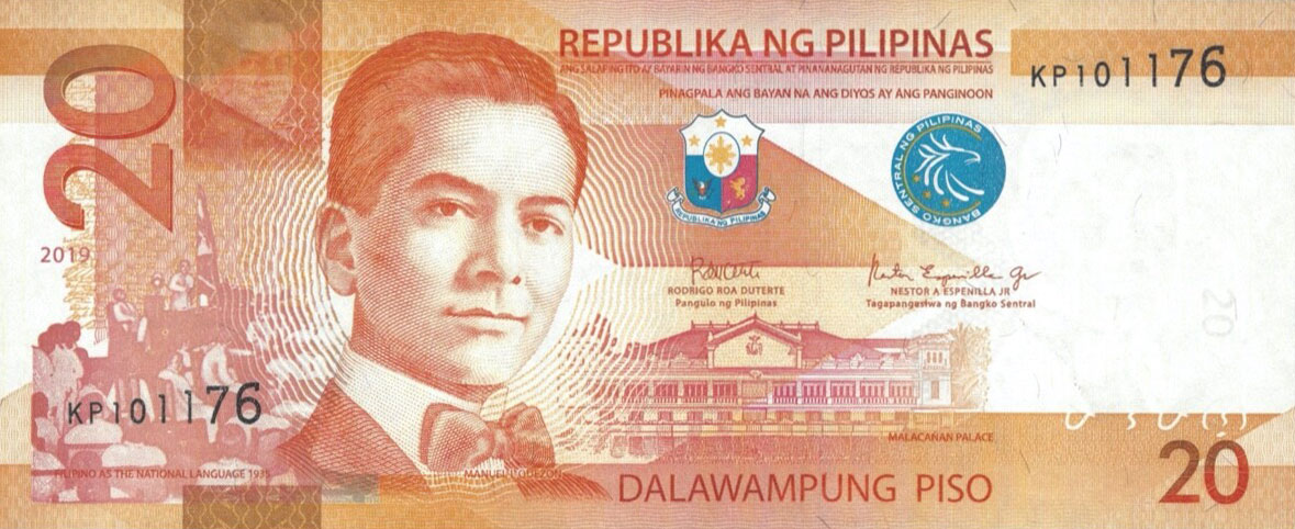 Front of Philippines p206c: 20 Pesos from 2019