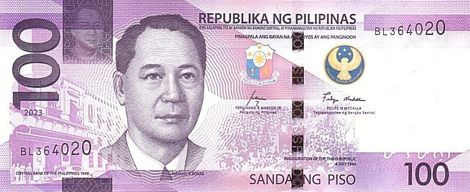 Front of Philippines p232a: 100 Pesos from 2023