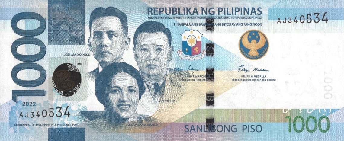 Front of Philippines p235a: 1000 Pesos from 2022
