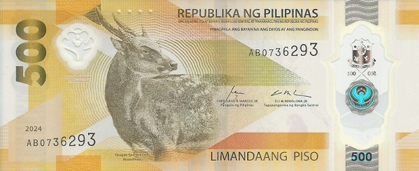 Front of Philippines p252a: 500 Pesos from 2024