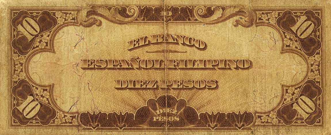Back of Philippines p2b: 10 Pesos from 1908