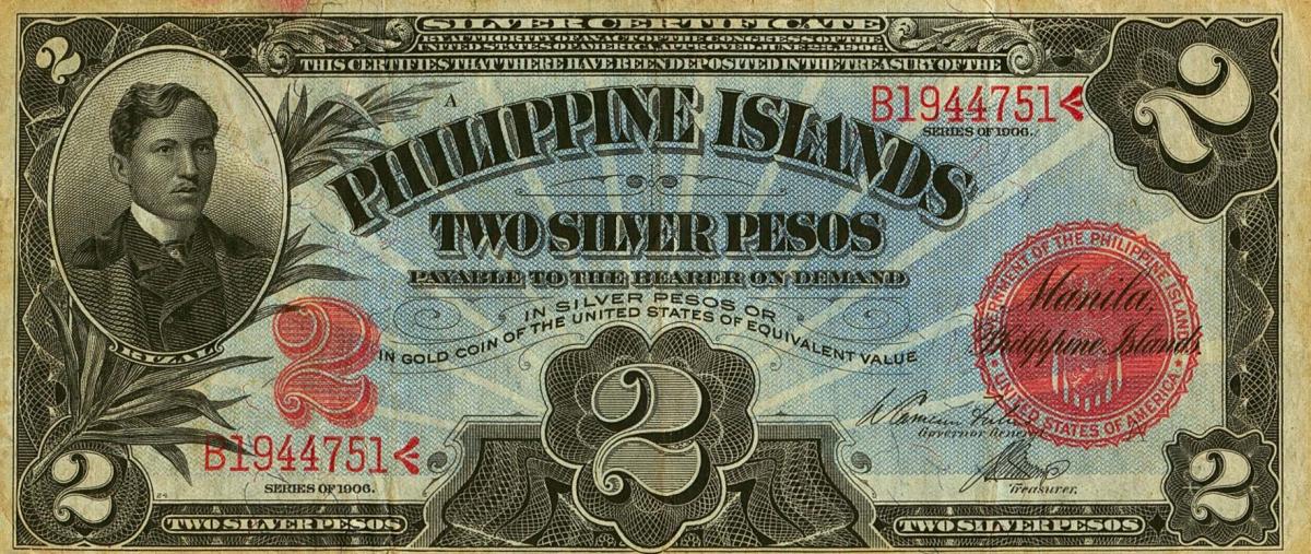 Front of Philippines p32c: 2 Pesos from 1906