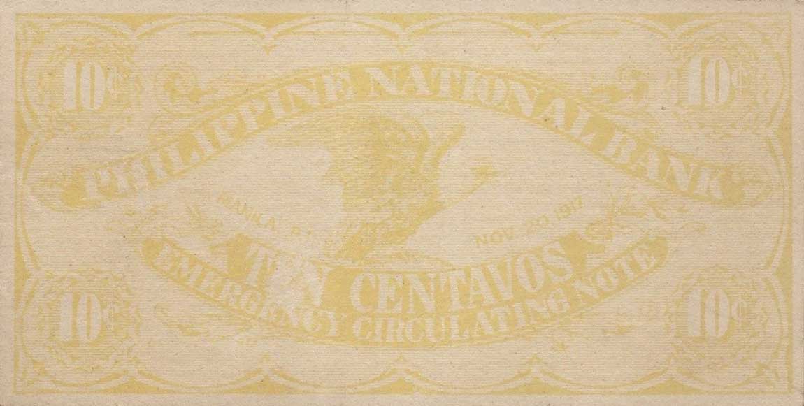 Back of Philippines p39: 10 Centavos from 1917