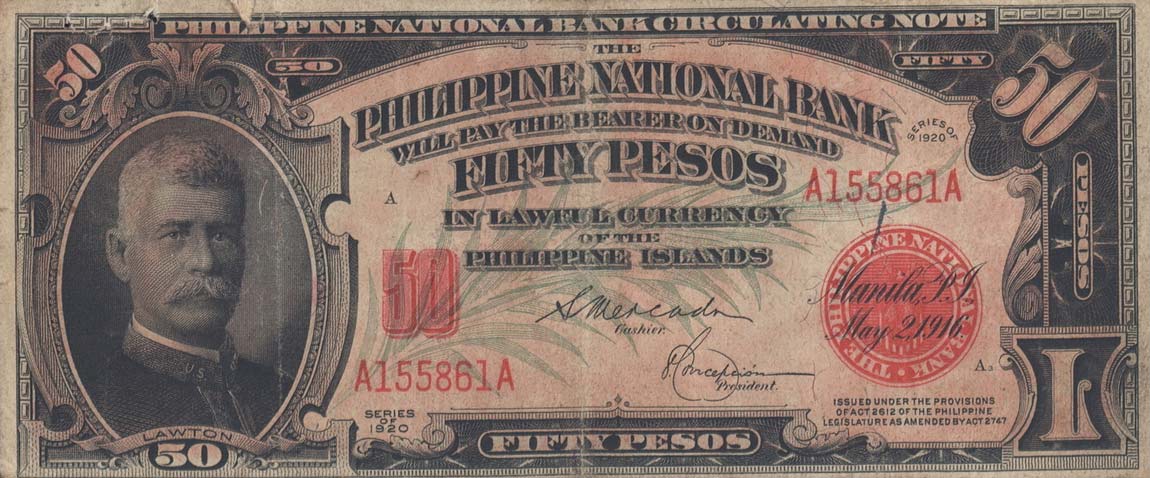 Front of Philippines p49: 50 Pesos from 1920