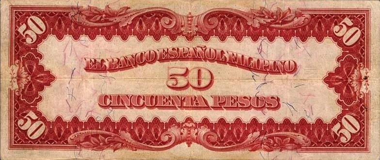 Back of Philippines p4: 50 Pesos from 1908