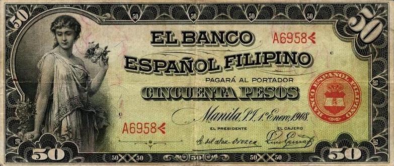 Front of Philippines p4: 50 Pesos from 1908