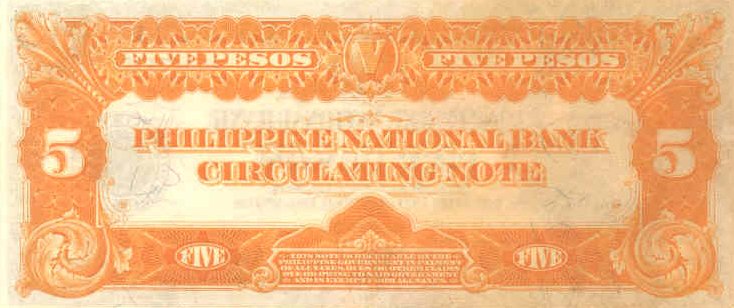 Back of Philippines p53a: 5 Pesos from 1921