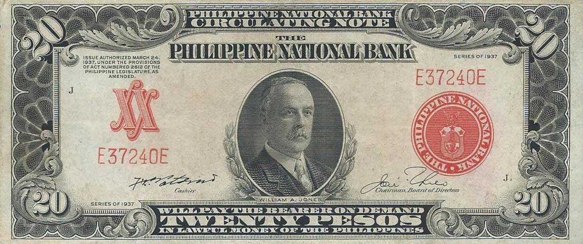 Front of Philippines p59: 20 Pesos from 1937