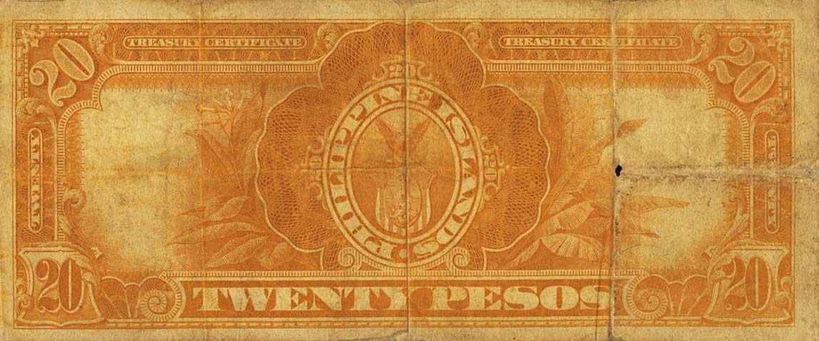 Back of Philippines p64a: 20 Pesos from 1918