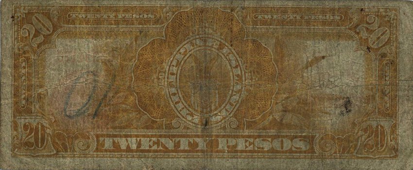 Back of Philippines p77: 20 Pesos from 1929