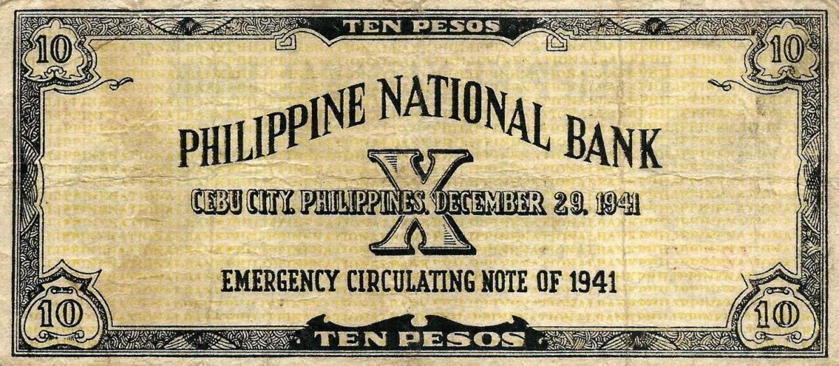 Back of Philippines pS127: 10 Pesos from 1943