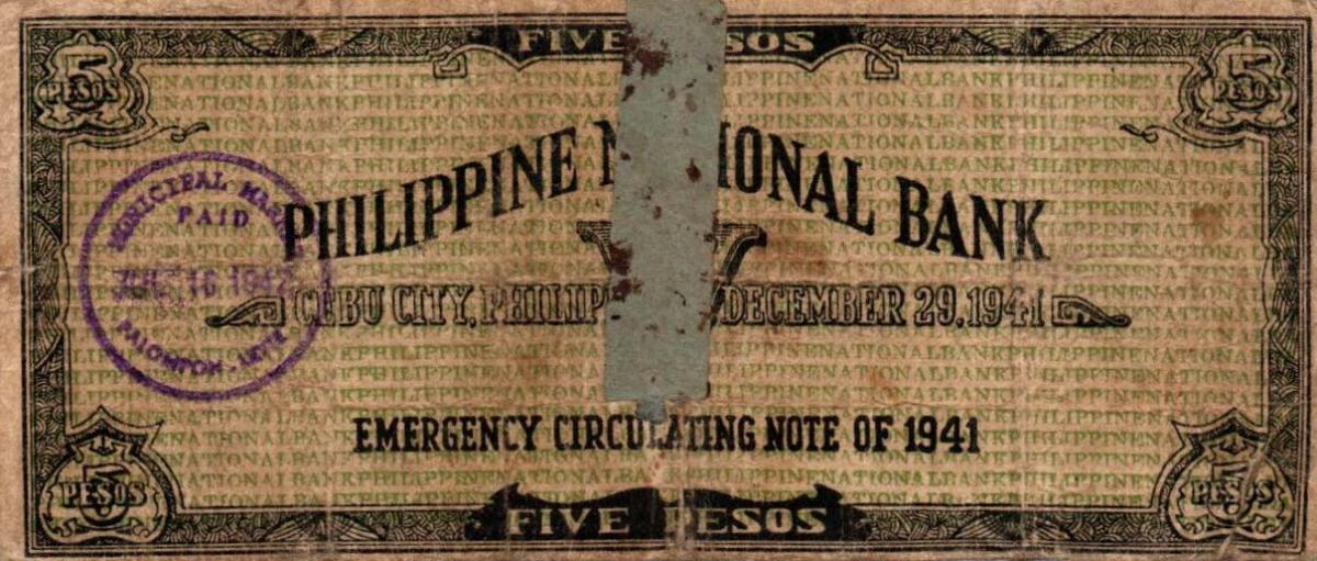 Back of Philippines pS216a: 5 Pesos from 1941