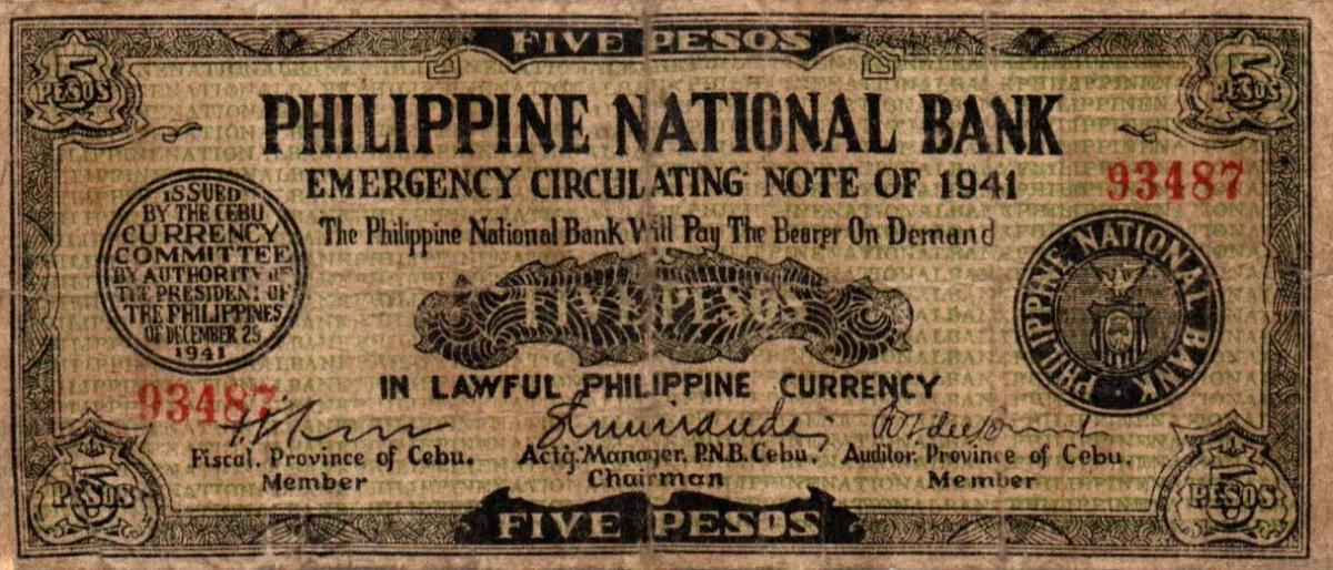 Front of Philippines pS216a: 5 Pesos from 1941