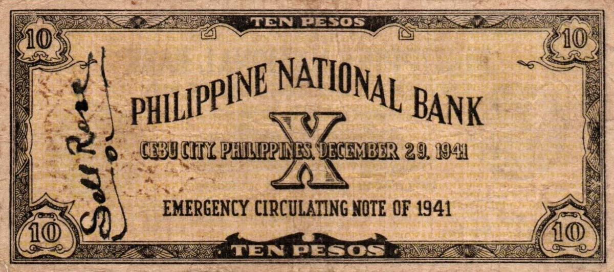 Back of Philippines pS217x1: 10 Pesos from 1941