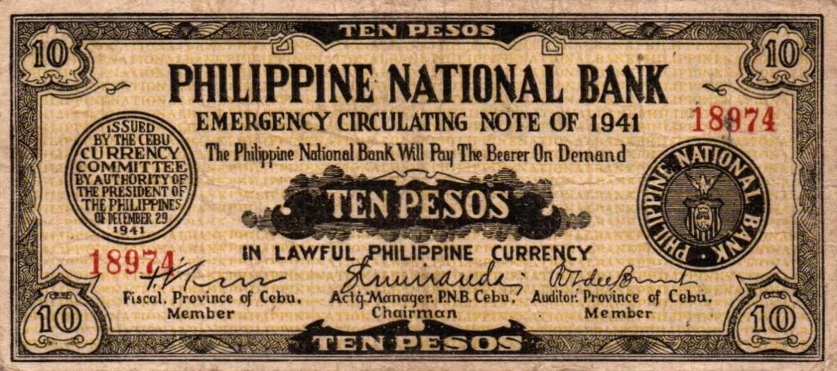 Front of Philippines pS217x1: 10 Pesos from 1941