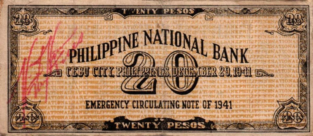 Back of Philippines pS218a: 20 Pesos from 1941