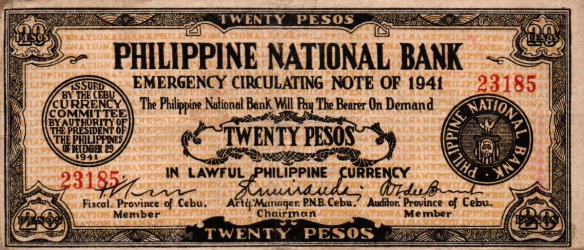 Front of Philippines pS218a: 20 Pesos from 1941
