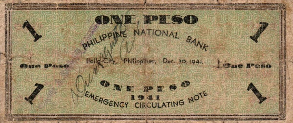 Back of Philippines pS305: 1 Peso from 1941
