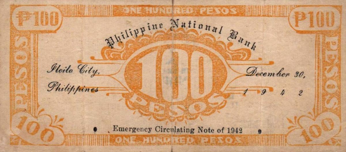 Back of Philippines pS322a: 100 Pesos from 1942