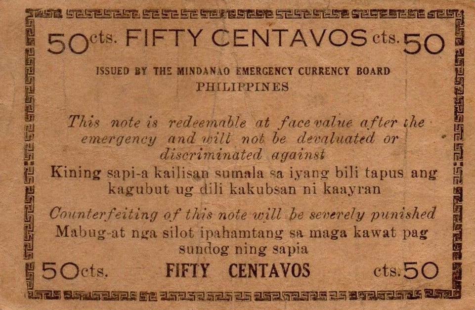 Back of Philippines pS484: 50 Centavos from 1943